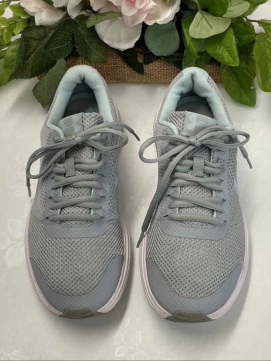 Under Armour Shoes - Under Armour Women's Light Gray and Pale Blue Mesh Athletic Sneakers